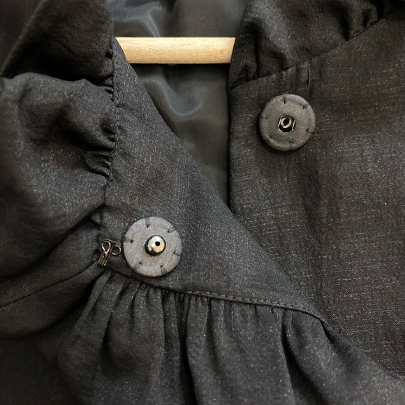 LAFAYETTE 148 Ruffled Silk Blend Jacket Black Sash Belted Snaps Lined - Picture 4 of 9